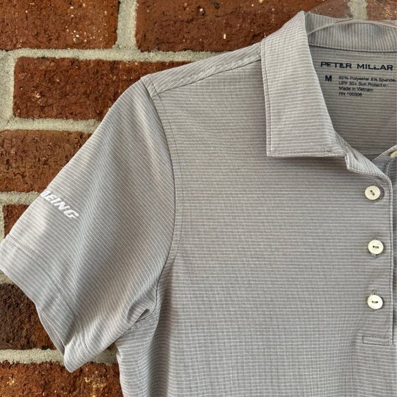 Peter Millar Gray Stripe Golf Polo RBC Heritage Boeing Women’s M UPF 50+ - Picture 8 of 10